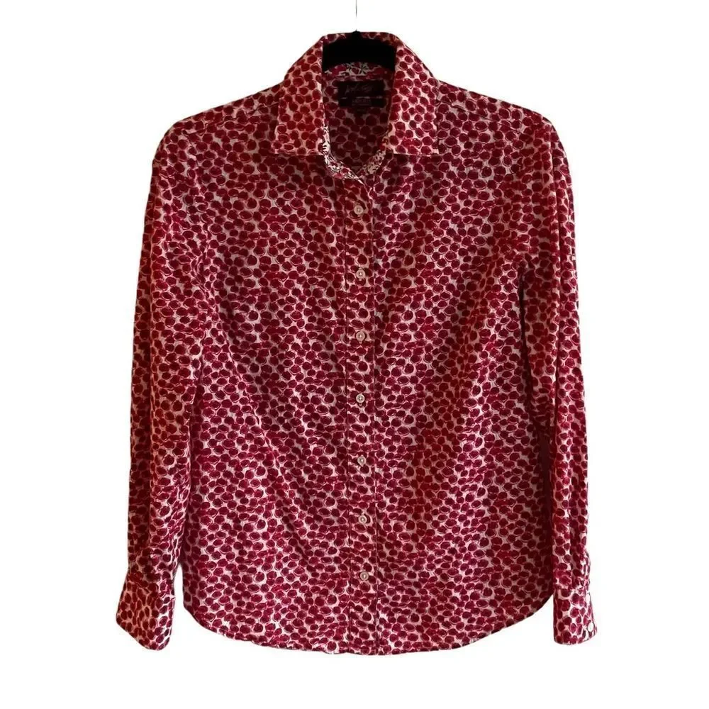 LIBERTY ART FABRIC Cotton Floral Print Button Front Shirt Blouse XS